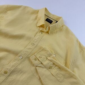 Indigo Palms Mens 2XL Tall Linen Shirt Yellow Button Front Casual Beach Cruise